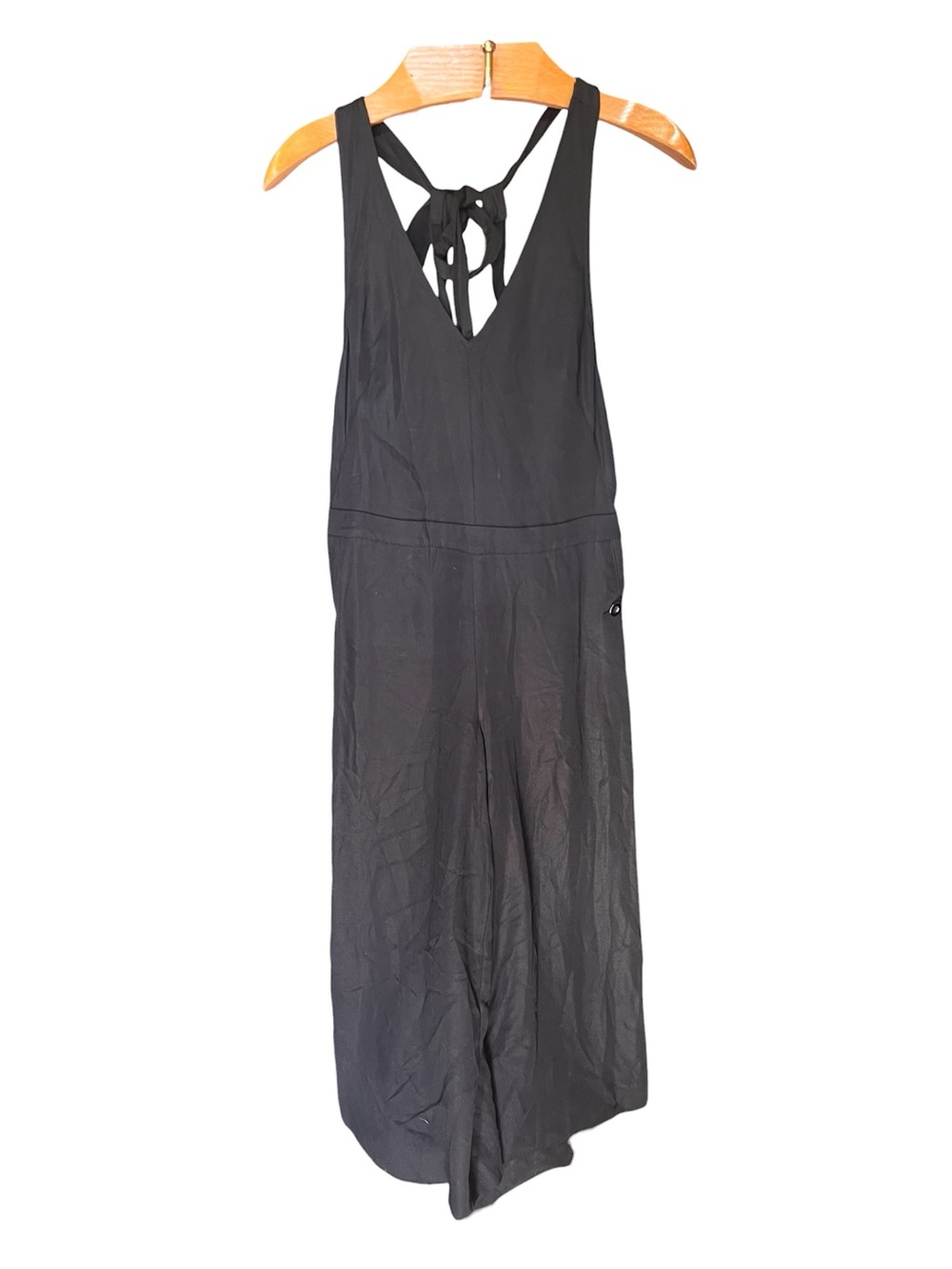 elevenses Black Sleeveless Jumpsuit with V-Neck and Tie Back XS